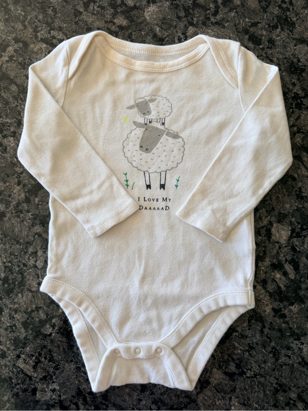 3/$15 Baby GAP White Cotton Sheep Graphic Long Sleeve Bodysuit 6-12M